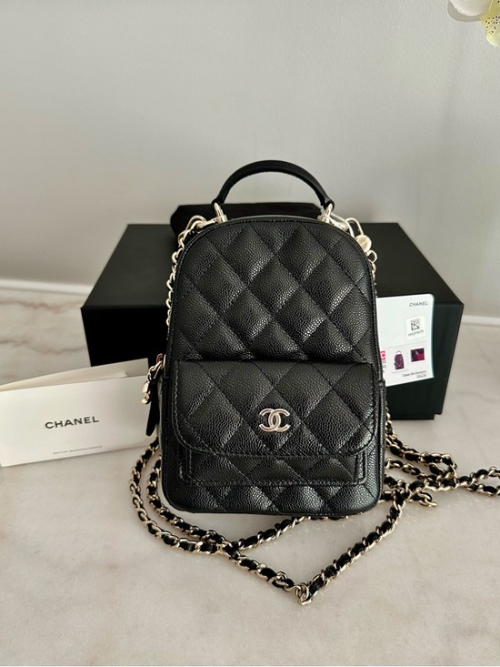 CHANEL Handbags - NWT 25C CHANEL Black Caviar Quilted Mini Backpack Bag with Gold Chain
